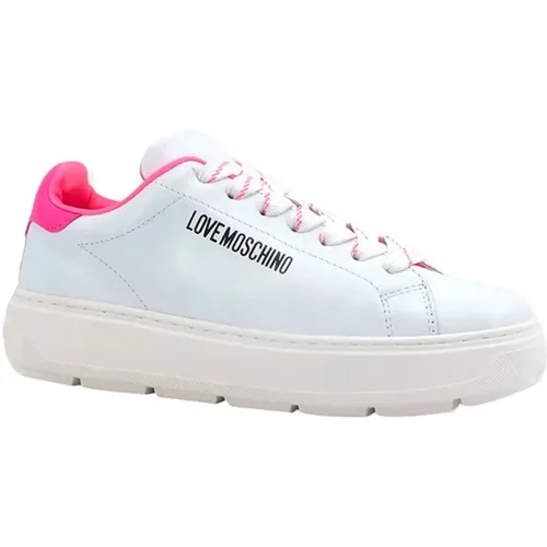 Leder Sneakers mit Gummisohle , Damen, Größe: 36 EU - Love Moschino - Modalova