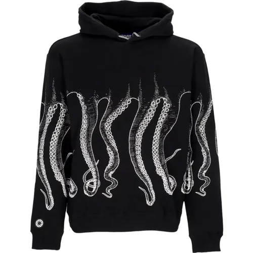 Hoodies, male, , Size: S /White Lightweight Hoodie with Tentacles Print - Octopus - Modalova