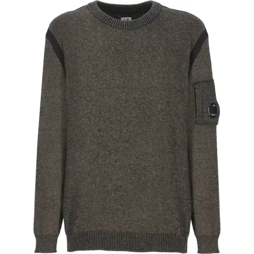 Brauner Wollpullover mit Rundhalsausschnitt , Herren, Größe: L - C.P. Company - Modalova