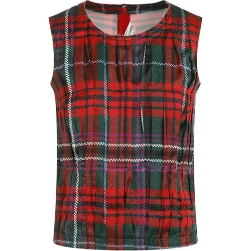 Tartan Pleated Top , female, Sizes: M, S, XS - Comme des Garçons - Modalova