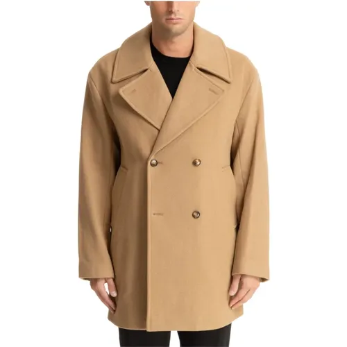 Double-Breasted Coats, male, , Size: M Button-Up Plain Coat with Logo Detail - Michael Kors - Modalova