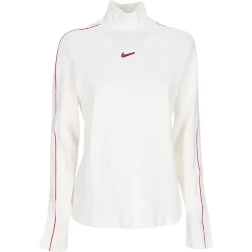 Hochgeschlossenes Langarmshirt Rot , Damen, Größe: L - Nike - Modalova