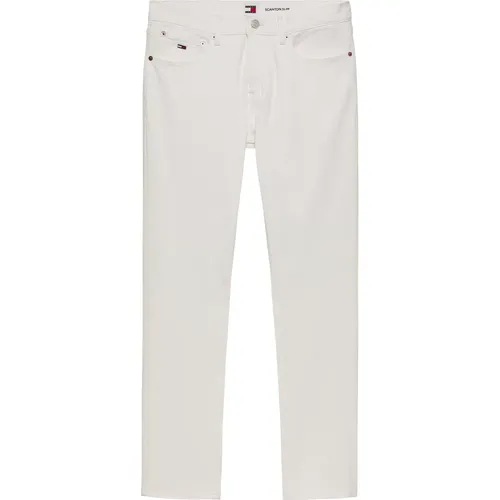 Weiße Slim Fit Baumwoll Stretch Jeans , Herren, Größe: W30 - Tommy Jeans - Modalova