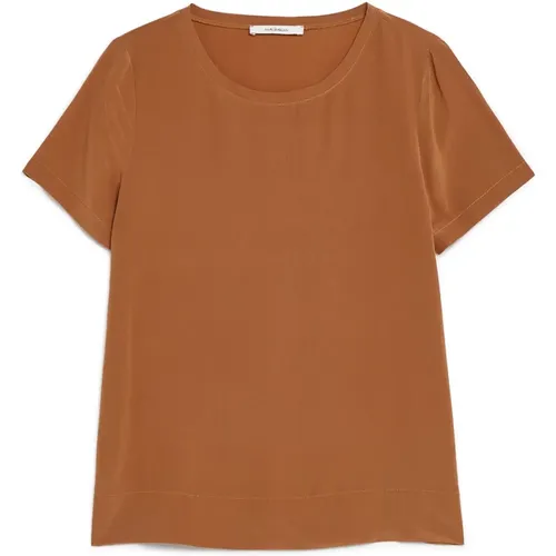 Seiden T-Shirt mit kurzen Ärmeln , Damen, Größe: L - Maliparmi - Modalova