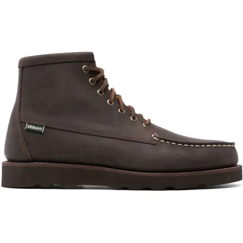 Leather Lace-Up Ankle Boots , male, Sizes: 9 1/2 UK - Sebago - Modalova