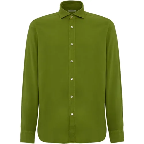 Grünes Baumwollhemd mit französischem Kragen,Bordeaux Französisches Kragenhemd,Limeweißes Hemd mit französischem Kragen - Boglioli - Modalova