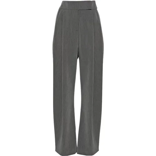 Grey Wide Leg Trousers Twill Weave , female, Sizes: M, 2XS, S - pinko - Modalova