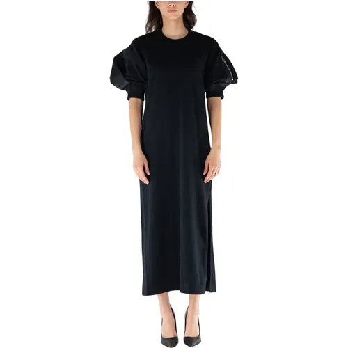 Nylon Twill x Baumwoll Jersey Kleid , Damen, Größe: L - Sacai - Modalova