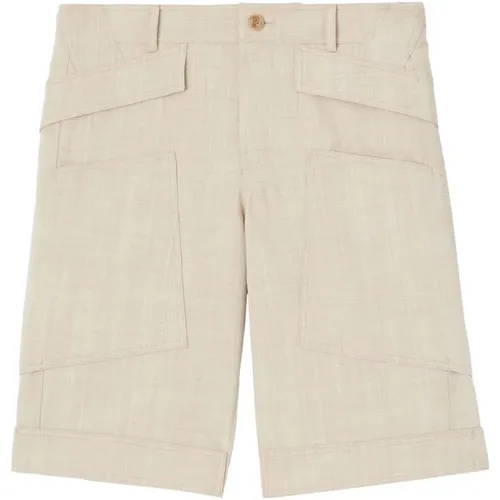 Wool Shorts with Patch Details , male, Sizes: L, M - Burberry - Modalova