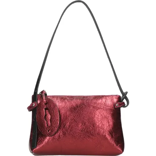 Fuchsia Leder Schultertasche mit Reißverschluss , Damen, Größe: ONE Size - Zanellato - Modalova