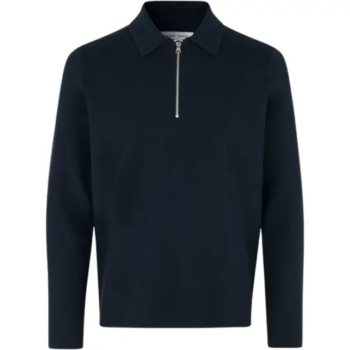 Zip Knit Polo Shirt , Herren, Größe: L - Samsøe Samsøe - Modalova