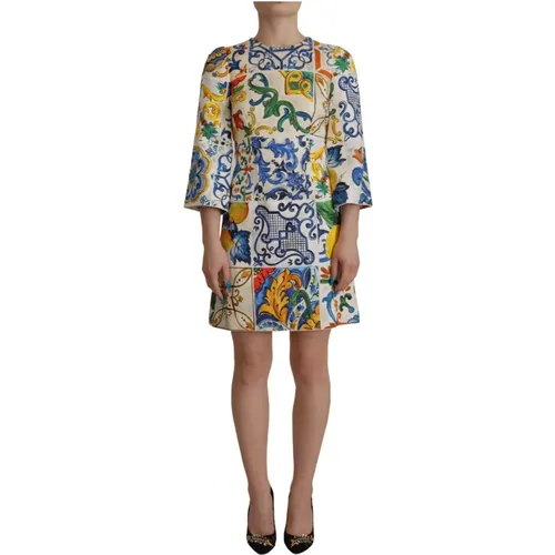 Majolika Jaquard Mini Blumen Sheath Kleid - Dolce & Gabbana - Modalova