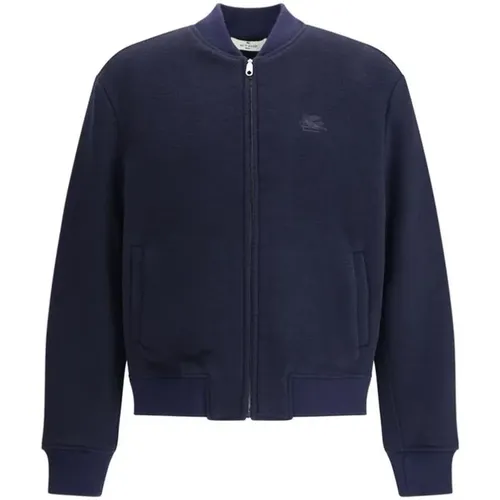 Bomber Jackets, male, , Size: M Embroidered Logo Wool Bomber Jacket - ETRO - Modalova