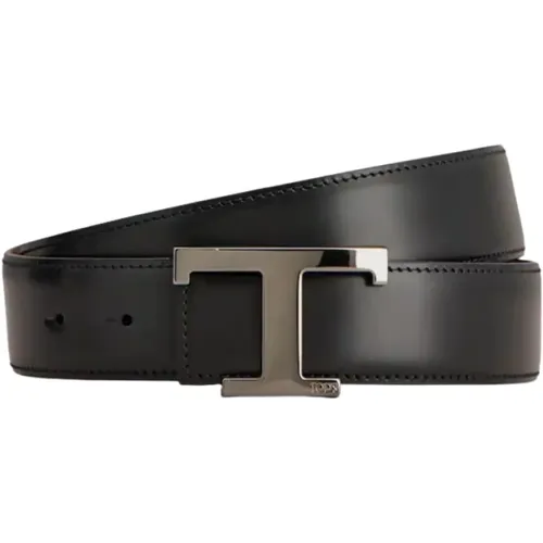 Belts, male, , Size: 100 CM Timeless T Reversible Leather Belt - TOD'S - Modalova