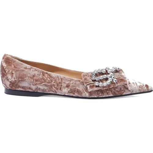 Brown Ballerina Flats with Crystals , female, Sizes: 7 UK - Sergio Rossi - Modalova