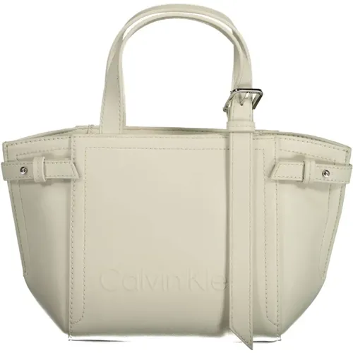 Weiße Polyester-Handtasche mit Verstellbarem Riemen - Calvin Klein - Modalova