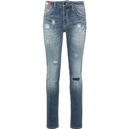 Destroyed Jeans with Side Piping Cecco , male, Sizes: W32, W36, W34, W38, W31, W30 - carlo colucci - Modalova