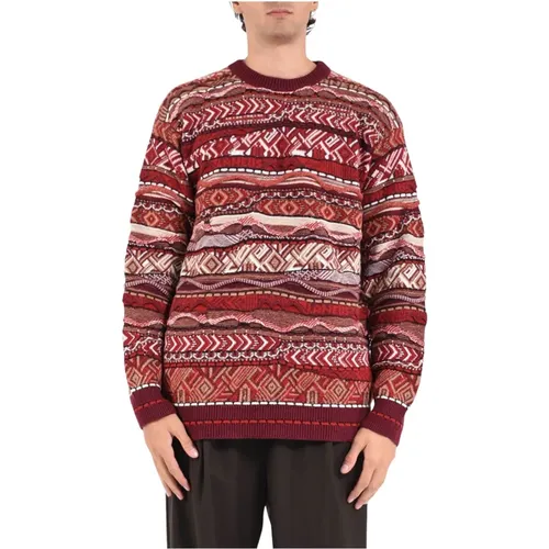 Round-neck Knitwear, male, , Size: XL Multicolor Jacquard Alpaca Sweater - Laneus - Modalova