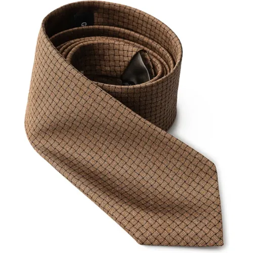 Ties, male, , Size: ONE SIZE Bronze Silk Tie - Giorgio Armani - Modalova