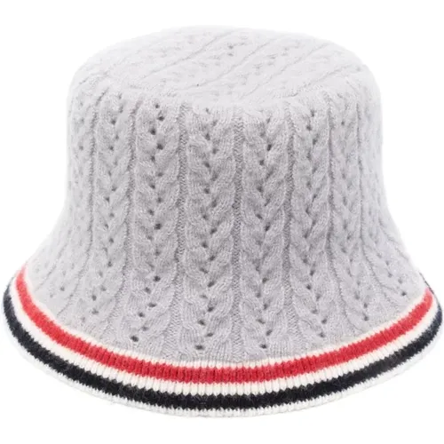 Knitted Ribbed Hat with Web Striped Print , female, Sizes: M, S - Thom Browne - Modalova