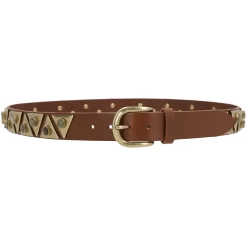 Khaki Leather Belt with Metal Plaque , female, Sizes: 80 CM, 85 CM - Isabel marant - Modalova