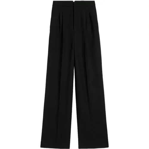 Schwarze Lockere Hose mit Hoher Taille , Damen, Größe: S - Ami Paris - Modalova