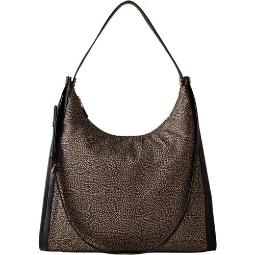 Natural/Black Hobo Bag , female, Sizes: ONE SIZE - Borbonese - Modalova