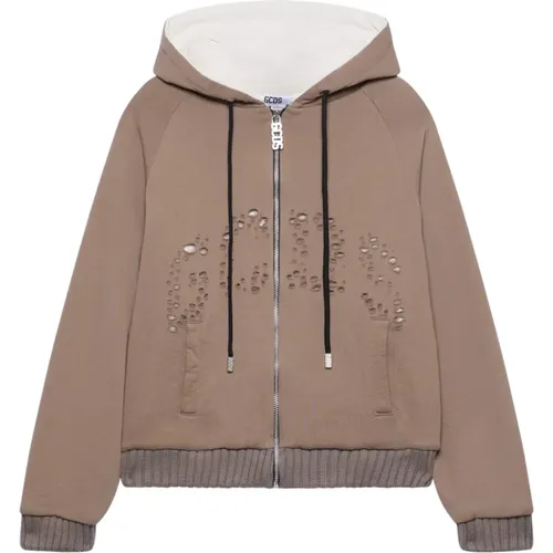Zip-throughs, female, , Size: S Logo Raglan Full Zip Hoodie - Gcds - Modalova