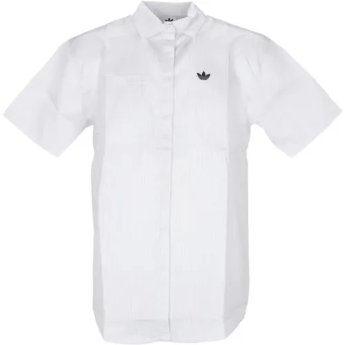 Hemd, Kaufen Sie ein lockeres Hemd Weiß/Grau zu einem reduzierten Preis , Damen, Größe: M - Adidas - Modalova