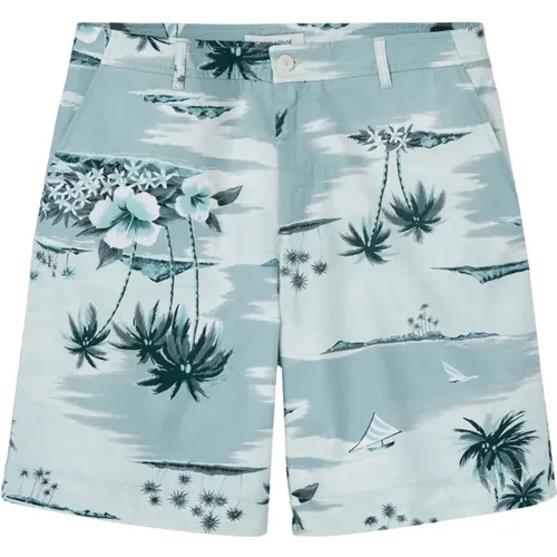 Blaue Bedruckte Shorts - Maison Kitsuné - Modalova