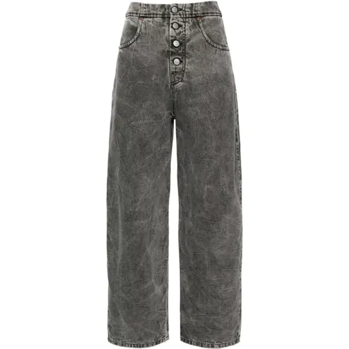 Loose-fit Jeans, female, , Size: W26 High-rise Cotton Boyfriend Jeans - MM6 Maison Margiela - Modalova