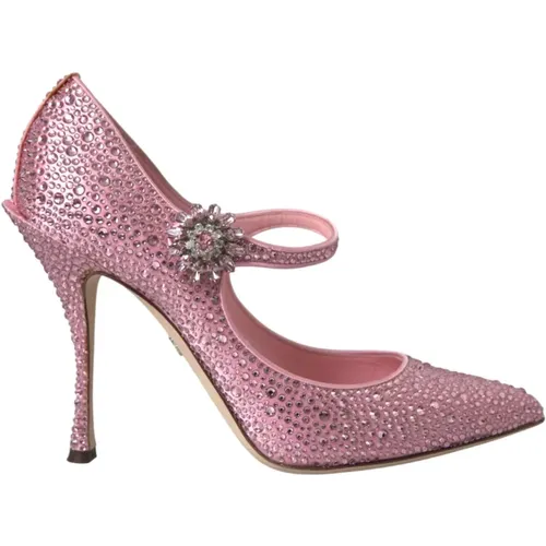 Crystal Heels Pumps Shoes , female, Sizes: 6 UK - Dolce & Gabbana - Modalova