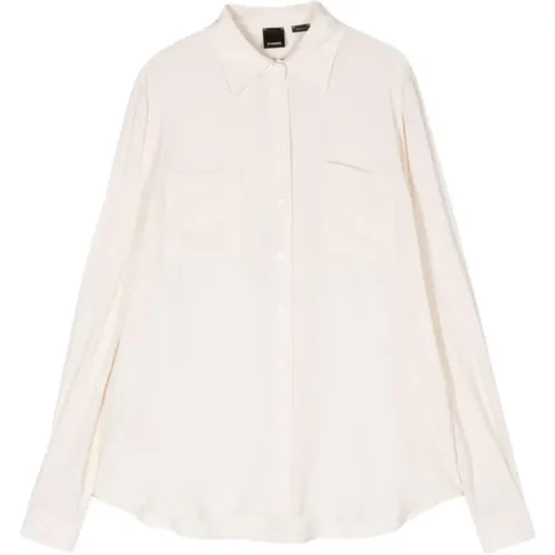 Classic Collar Cream White Shirt , female, Sizes: S - pinko - Modalova