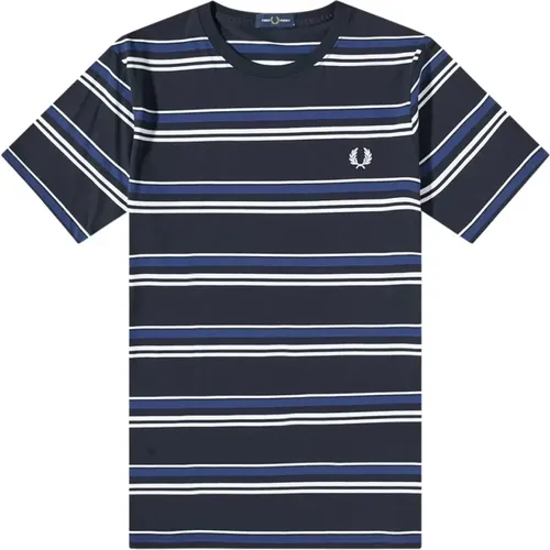 T-Shirts, male, , Size: 2XL Fine Stripe Tee Navy - Fred Perry - Modalova