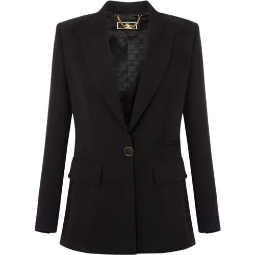 Light Crepe Jacket with Lapel , female, Sizes: XS, S, L, XL, 2XL - Elisabetta Franchi - Modalova