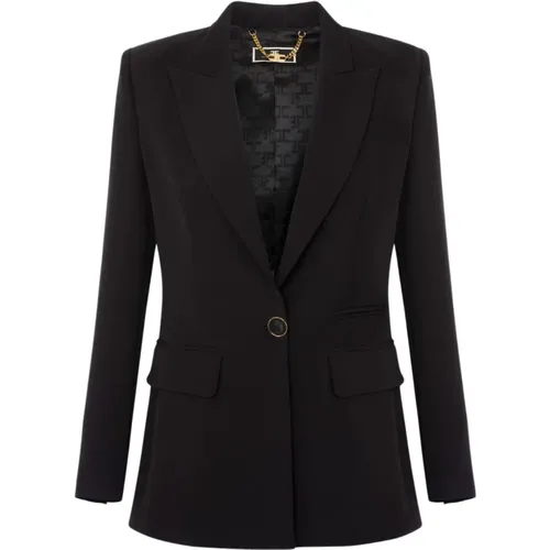 Light Crepe Jacket with Lapel , female, Sizes: XS, S, L, XL, M, 2XL - Elisabetta Franchi - Modalova