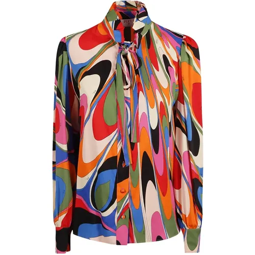 Graphic Print Bow Collar Shirt , female, Sizes: XS - EMILIO PUCCI - Modalova