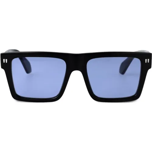 Sunglasses, male, , Size: ONE SIZE Square Frame Sunglasses Blue Lens - Off White - Modalova