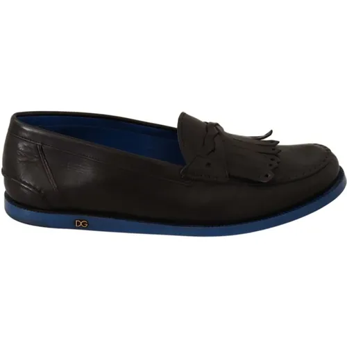 Schwarze Leder Quasten Slip On Loafers - Dolce & Gabbana - Modalova