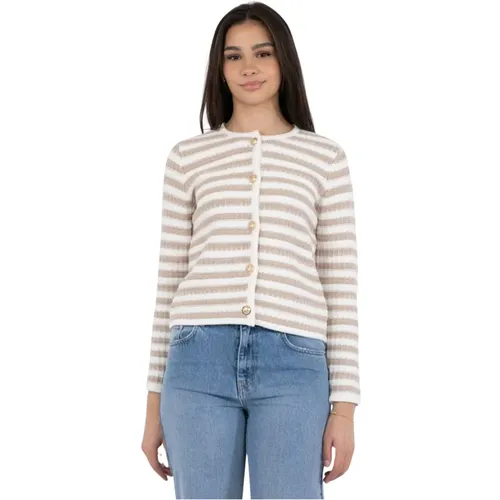 Striped Cardigan with Buttons , female, Sizes: 2XL, XS, XL, M - NEO NOIR - Modalova