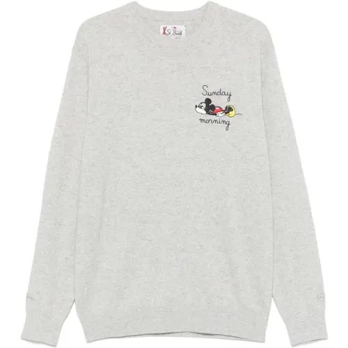 Grey Knit Sweater with Embroidered Logo , male, Sizes: S, XL, L, M - MC2 Saint Barth - Modalova