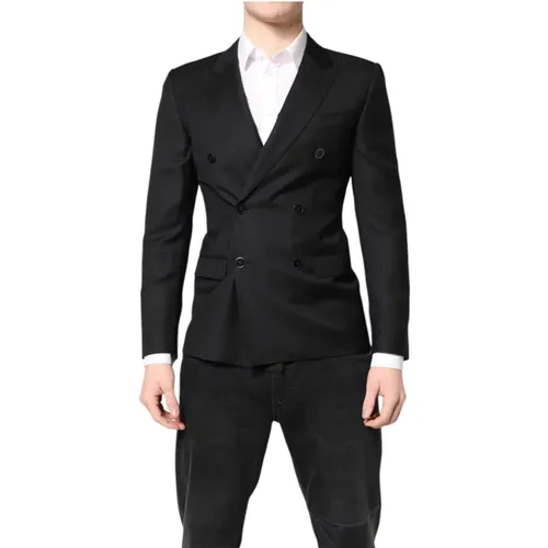 Blazers, male, , Size: XS Martini Double Breasted Coat Blazer - Dolce & Gabbana - Modalova