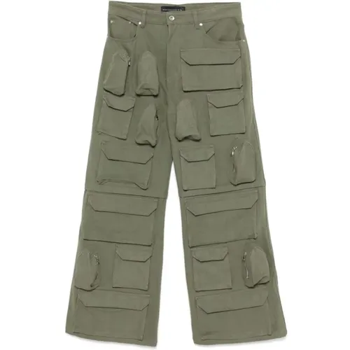 Wide Trousers, male, , Size: W30 Rave Cargo Olive Pants - Who Decides War - Modalova