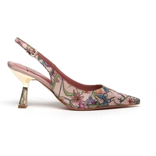 Pumps, female, , Size: 5 US Floral Fabric Slingback in Powder Base - Roberto Festa - Modalova