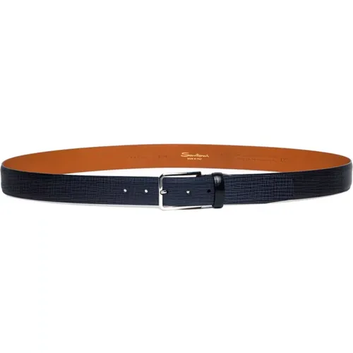 Stylish Leather Belt in Various Colors , male, Sizes: 120 CM - Santoni - Modalova