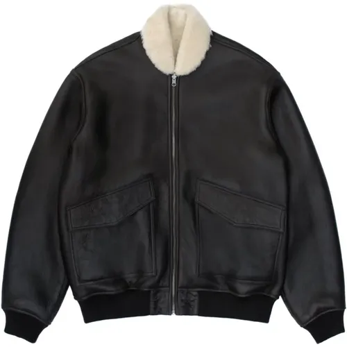 Bomber Jackets, male, , Size: L Reversible Baseball Lambskin Shearling Jacket_Men - Just Things we Like - Modalova