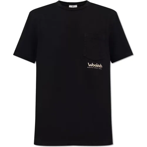 T-Shirt mit Logo , Herren, Größe: M - Woolrich - Modalova