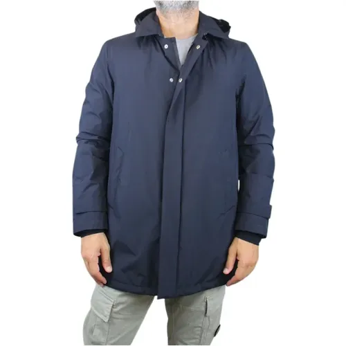 Navy Hooded Parka , male, Sizes: 3XL - Herno - Modalova