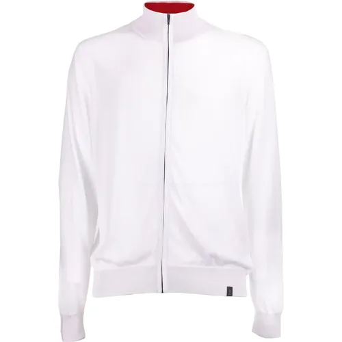 Zip-Sweater - Weiß - 100% Baumwolle - Regular Fit - Fay - Modalova