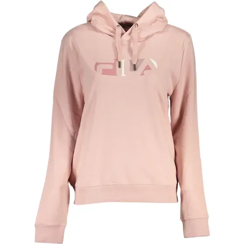 Rosa Baumwollkapuzenpullover mit Logodruck , Damen, Größe: L - Fila - Modalova